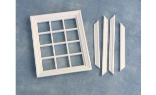 White Wooden 12 Pane Window for 12th Scale Dolls House