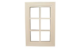 6 Pane White Painted Wooden Window for 12th Scale Dolls House