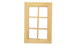 6 Pane Unpainted Wooden Window for 12th Scale Dolls House