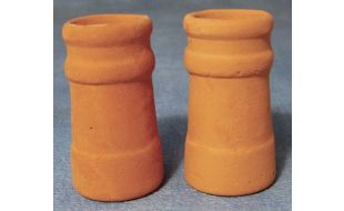 2 x Terracotta Chimney Pots for 12th Scale Dolls House