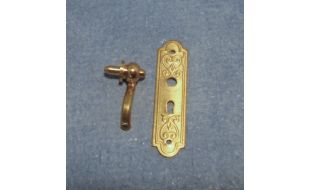 Brass Handle and Plate Set For Doors for 12th Scale Dolls House