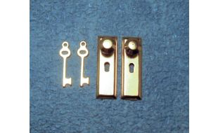 Brass Door Knob Plate and Key Set for 12th Scale Dolls House