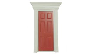 Painted Red Dentil Trim Wooden Door for 12th Scale Dolls House