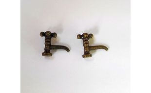 Pair of Brass Crosstop Pillar Taps for 12th Scale Dolls House