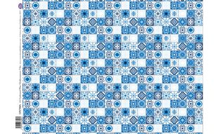 Embossed Blue Mediterranean Wall/ Floor Tiles Card for 12th Scale Dolls House