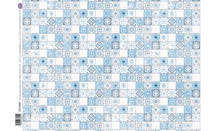 Embossed Antique Blue Mediterranean Wall/ Floor Tiles Card for 12th Scale Dolls House