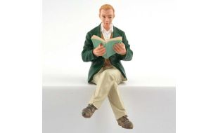 Man Sitting Reading a Book Figure for 12th Scale Dolls House