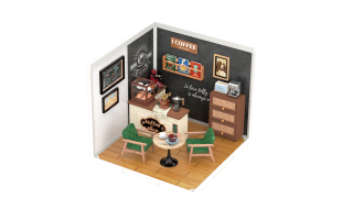 Rolife Daily Inspiration Café Plastic DIY Miniature Dollhouse Kit
