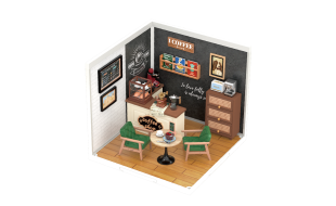 Rolife Daily Inspiration Café Plastic DIY Miniature Dollhouse Kit