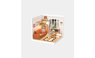 Rolife Cozy Living Lounge Plastic DIY Miniature Dollhouse Kit