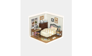 Rolife Sweet Dream Bedroom Plastic DIY Miniature Dollhouse Kit