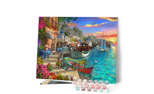 Figured'Art Flowery Harbour Rolled Canvas Painting By Numbers Kit