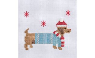 Trimits Festive Dachshund Mini Counted Cross Stitch Kit