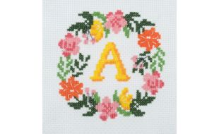 Trimits Floral Wreath Monogram Mini Counted Cross Stitch Kit