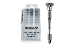 Hobbies Double Ended Swivel Top Pin Vice and 20 Piece Microbox Drill Set