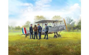 ICM 1/32 Scale DH. 82A Tiger Moth Aircraft with WWII RAF Cadets (4 Figures) Model Kit