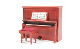 Mahogany Upright Piano for 12th Scale Dolls House