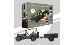 IXO 1/8 Scale Full Kit Jeep Willys and Trailer Model Kit