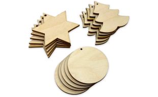 Pack of 15 Mixed Christmas Shapes Wood Blanks