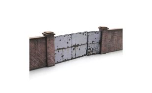 Scale Model Scenery Industrial Brick Wall And Gates OO Gauge