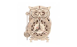 ROKR Owl Clock Battery Mechanical Gears Wooden Model Kit