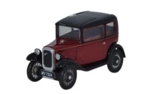 Oxford Diecast 1/76 Scale Austin Seven RN Saloon Maroon Die Cast Model