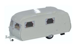 Oxford Diecast 1/76 Scale Carlight Continental Caravan Light Grey Die Cast Model