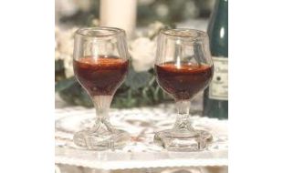 2 x Glasses of Red Wine for 12th Scale Dolls House