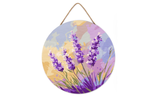 Figured'Art Lavender Hanging Wood Slice Painting By Numbers Kit