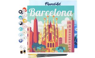 Figured'Art Barcelona Framed Canvas Painting By Numbers Kit