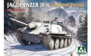 Takom 1/35 Scale German WWII Jagdpanzer 38(t) Command Version Winterketten & Interior Model Kit