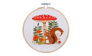 Trimits Toadstool Squirrel Embroidery Hoop Kit