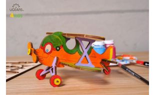 UGears 3D Colouring Biplane Wooden Model Kit