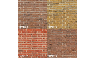 3D Effect Brick Style Embossed Heavyweight Papers for 12th Scale Dolls House- Embossed Weathered Brick