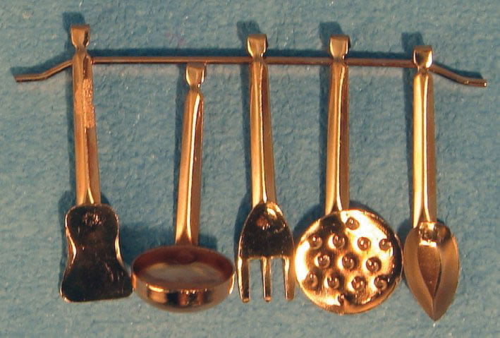 Photos - Doll Accessories Copper Kitchen Utensils for 12th Scale Dolls House