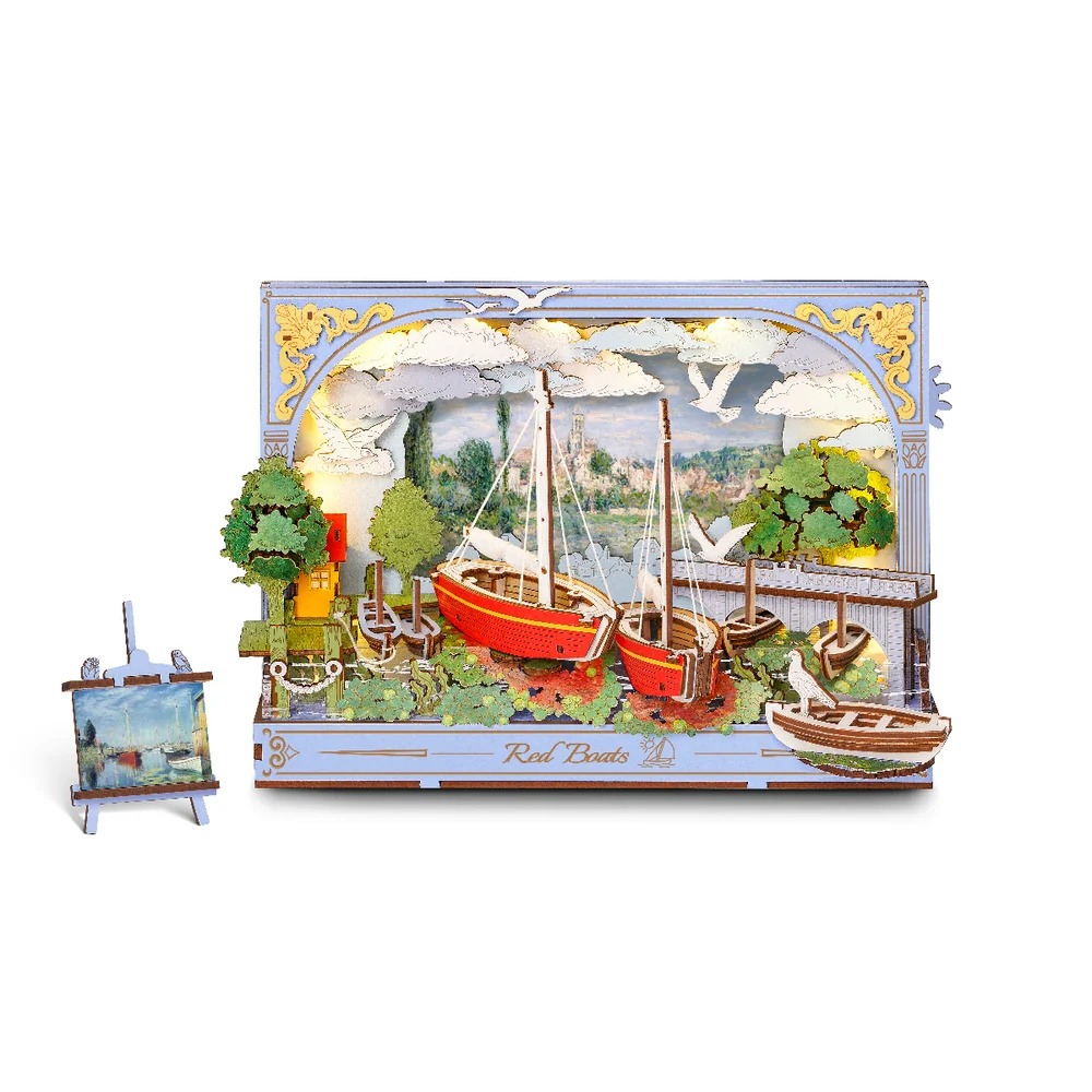 Rowood Red Boats Wall Art Wooden Model Kit
