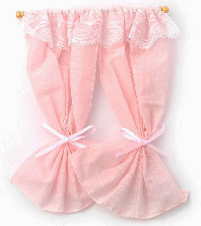 pink curtains for dolls house
